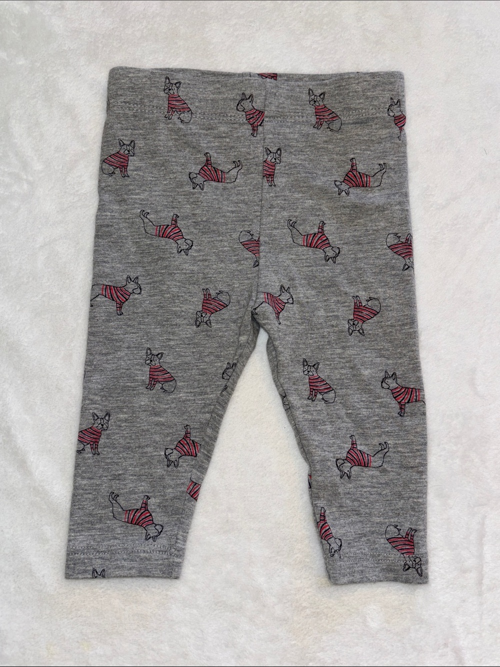 (3 for $10) Joe fresh Gray Baby Leggings with Pink Stripe bullDog Print